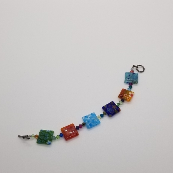 millefiori style square bead bracelet - Picture 1 of 7
